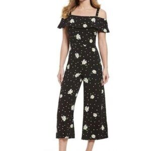 NWT Karl Lagerfeld Daisy Dot Black Flowy Polka Dot Jumpsuit Size- 4